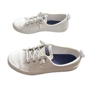 Sperry Crest Vibe White Leather Sneakers Size 7.5